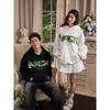HACR Plant Harshandcruel Green Plant Embroider Florals Butterfly Couple Loose Fleece Hooded Sweater