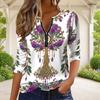 Women Plus Size Front Zip Round Neck Long Sleeve T Shirt Black Gold Galaxy Printed Top