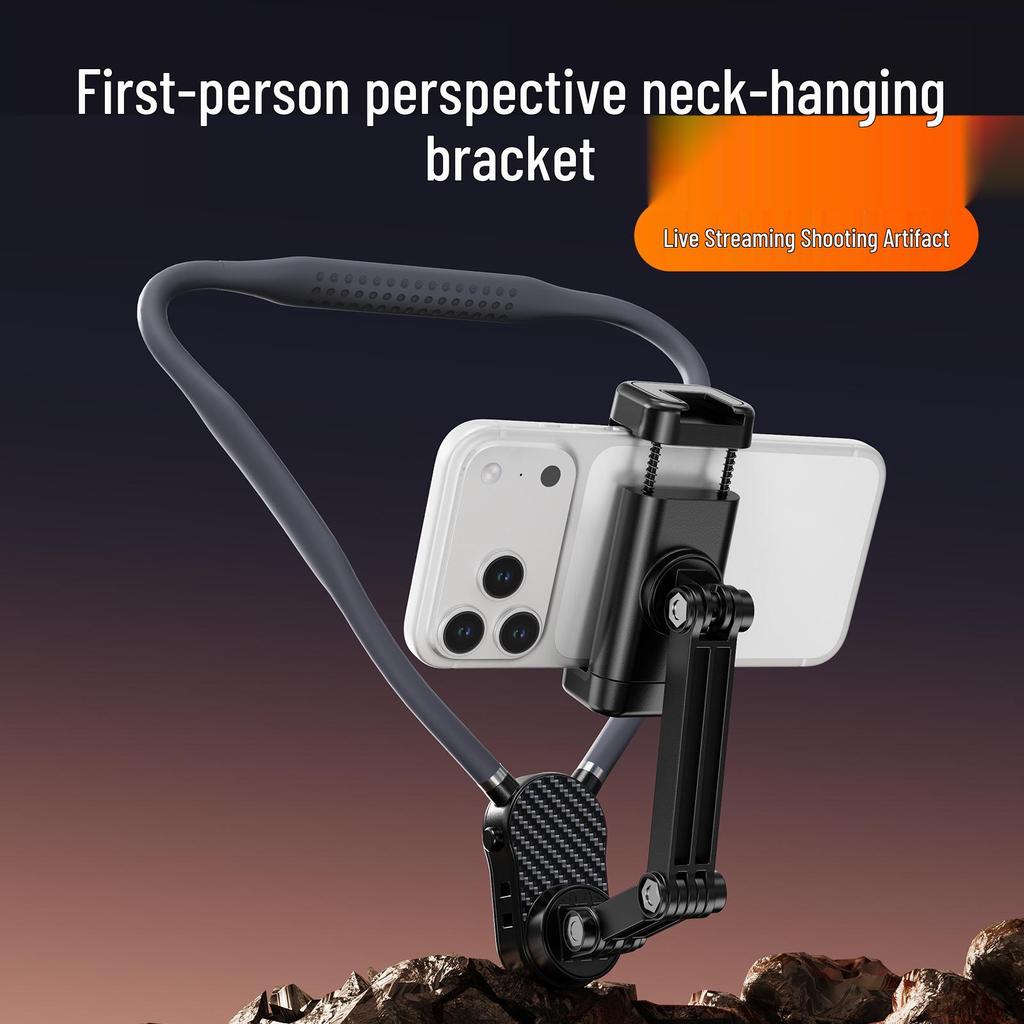Magnetic Neck Hanging Bracket for Phone: Ideal for POV Live Streaming, Running, Cycling, Fishing, Sports Cameras.