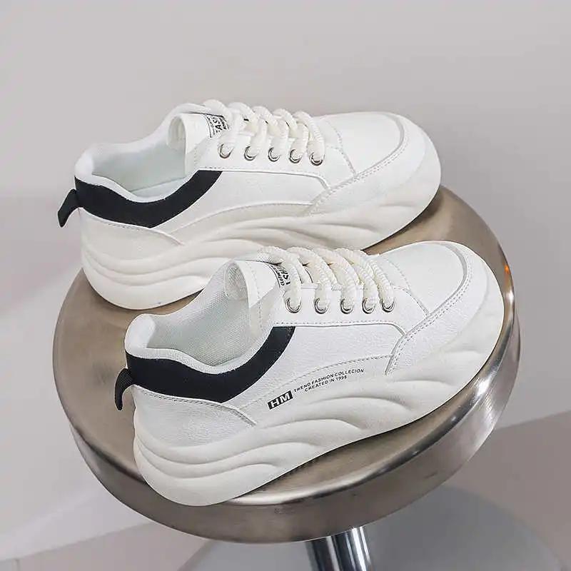 PU Leather Demi-season Long Black Boots High Women's Shoes Bots Sneakers Sports Funny Advanced Sports-et-leisure Wide Foot