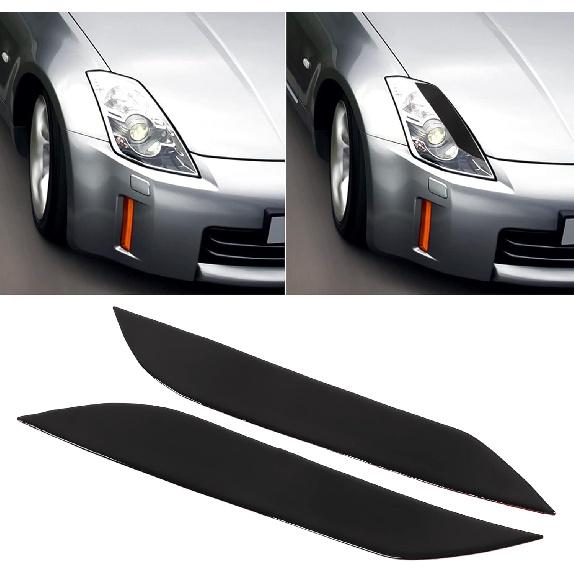 Aramox Car Headlight Eyebrows, 2Pcs Car Headlight Eyelids Cover Trim, Fit for 350Z Z33 2003‑2009, Car Headlamp Eyebrow Decal Trim Decoration
