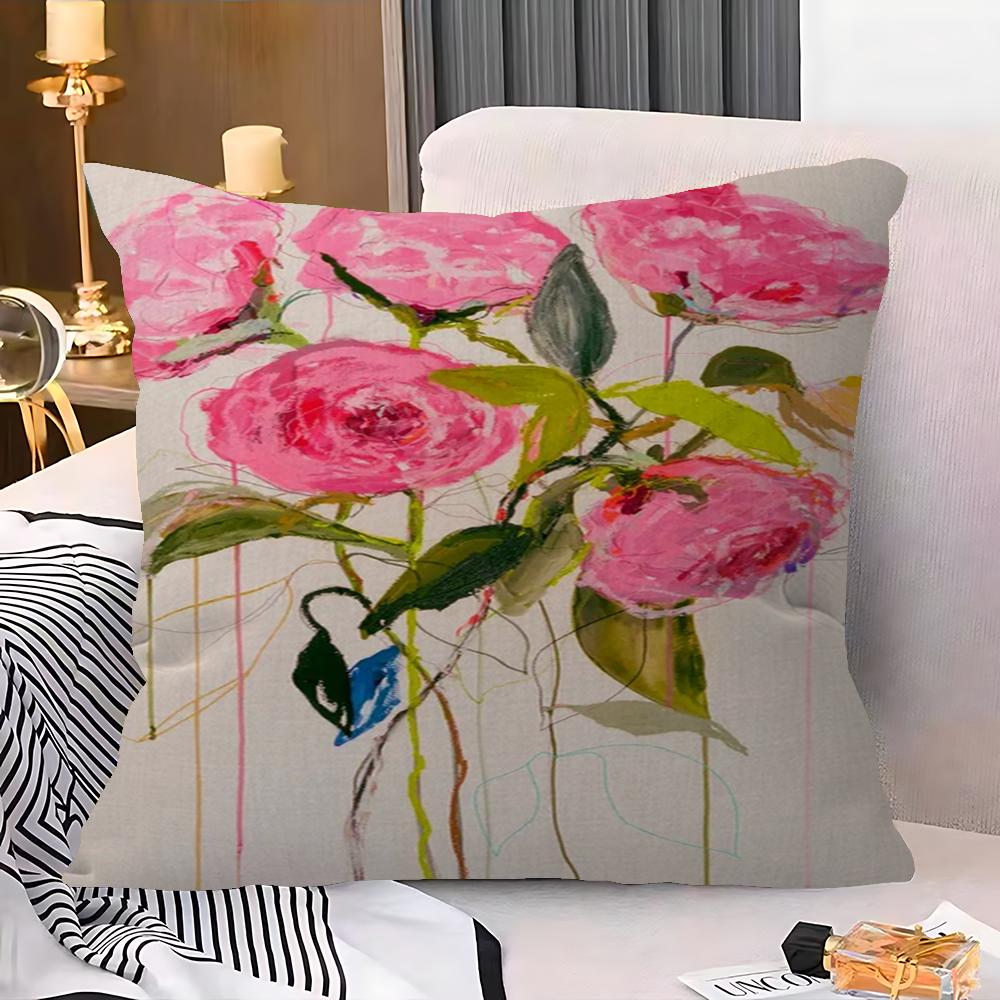 Botanical Oil Painting Art Cushion Cover Pillowcase Upholstery Sofa Throw Pillow Home Decor Pillowcas