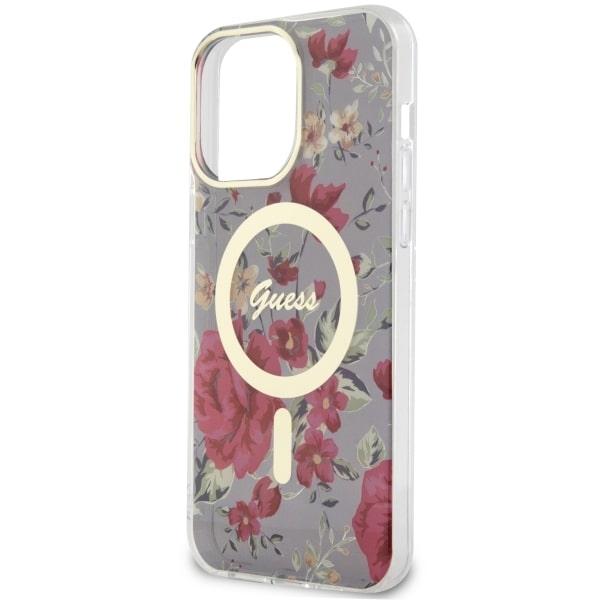 Etui Do iPhone 14 Pro Max Guess Hardcase Flower MagSafe Zielone