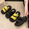 Thick-soled Black Cool Slippers Women's Summer Wear 2025 New High-end Feeling Not Tired Feet Internet Celebrity Explosion Beach One-word Drag