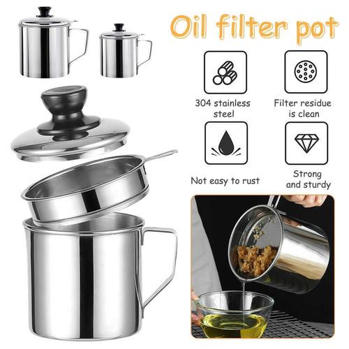 Oil Filter With Strainer Kitchen Oil Storage Jar With Lid Oil Bottle Oil Control Filter Household Cooking Storage Filter Jar