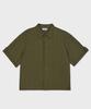 GLW [Unisex] Rolled-Up Seersucker Crop Shirt Khaki
