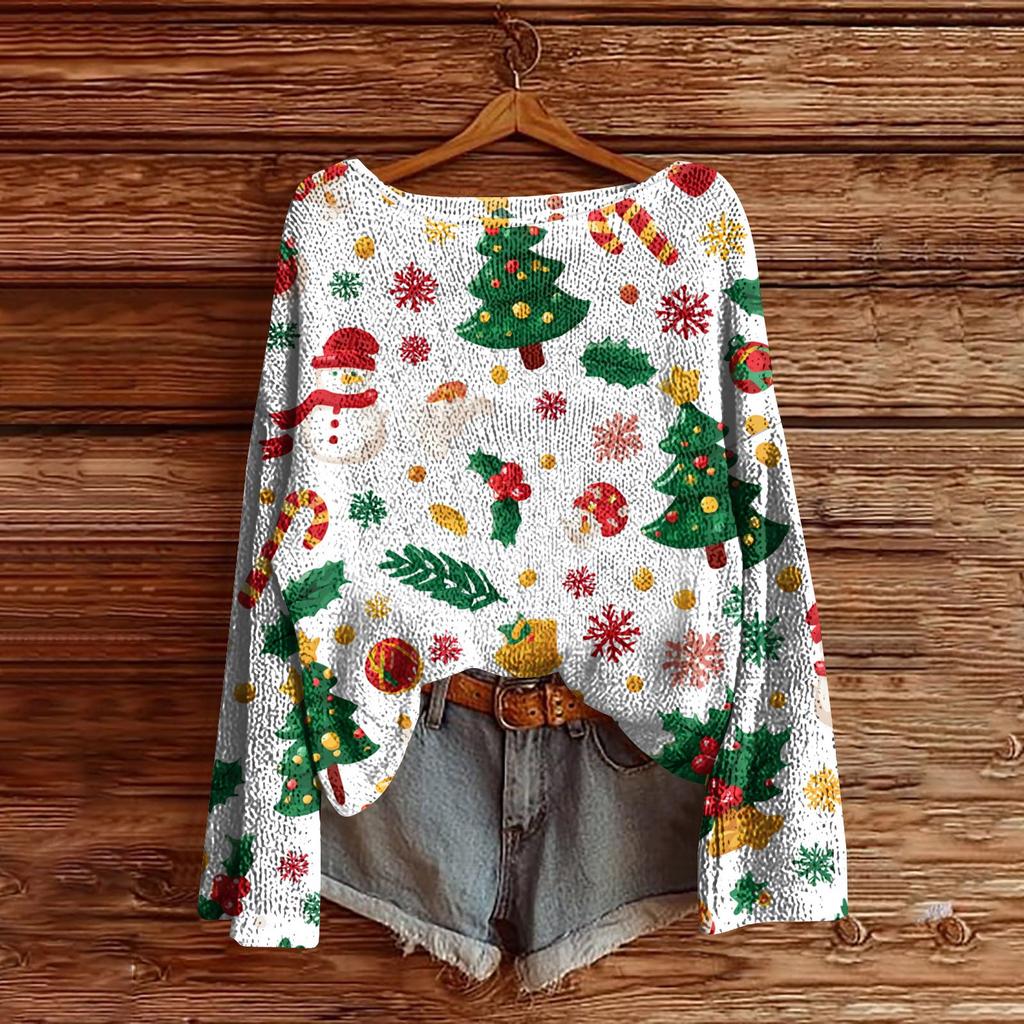 Women's Round Neck Lightweight Sweater Casual Long Sleeve Knit Pullover