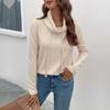 Women's Fashion Casual Solid Color Print Spring Autumn Long Sleeve High Neck Pullovers & Long Sleeves