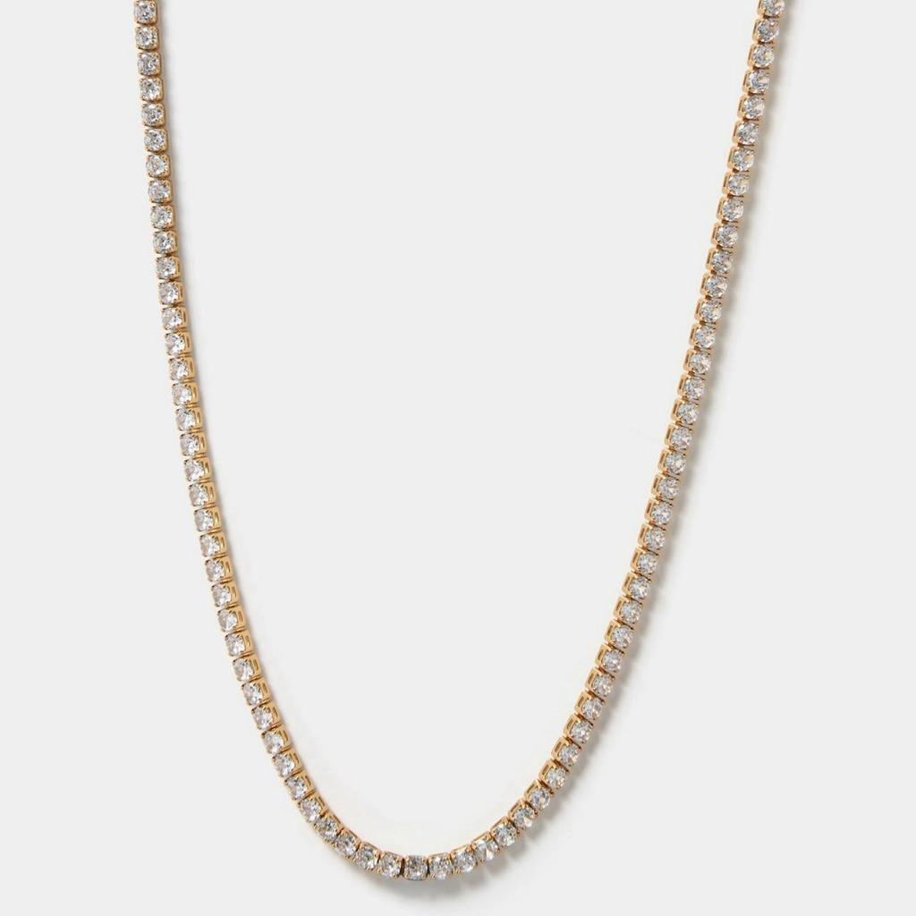 Bunte Zirkon Hip Hop Halskette: Einreihige Kristallkette Modeschmuck für Damen