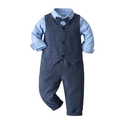 Boys' Formal Wear Set: Long Sleeve Shirt, Vest, Pants, and Bow Tie for Spring/Autumn - Perfect for Birthdays and Banquets.