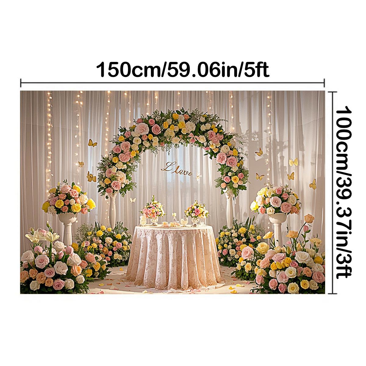 

1 шт. Элегантный цветочный арочный полиэстеровый фон для свадеб, праздничных вечеринок, домашних и садовых торжеств, студийного фона и мероприятий на открытом воздухе 150*100cm