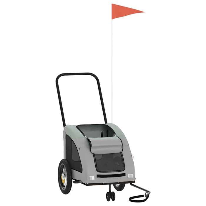 VidaXL Remorque de vélo pour animaux de compagnie gris, remorque de vélo,,, chariot à vélo pour chien 93972