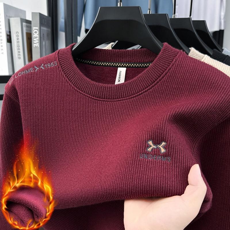 

Men s O-Neck Pullover Fleece Sweater Winter Arrival Embroid Anti-Pilling Warm Knitwear Outdoor Casual Men swear L
