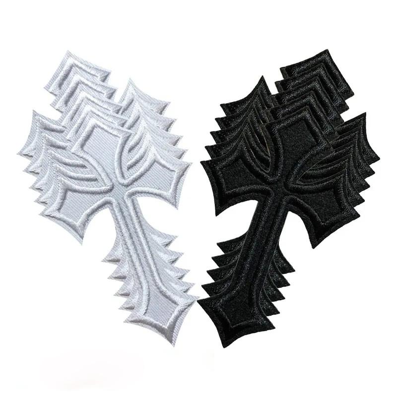 10 ks Černobílé Křížové Vyšívané Nášivky Aplikace Oblečení Nášivka Dekorace