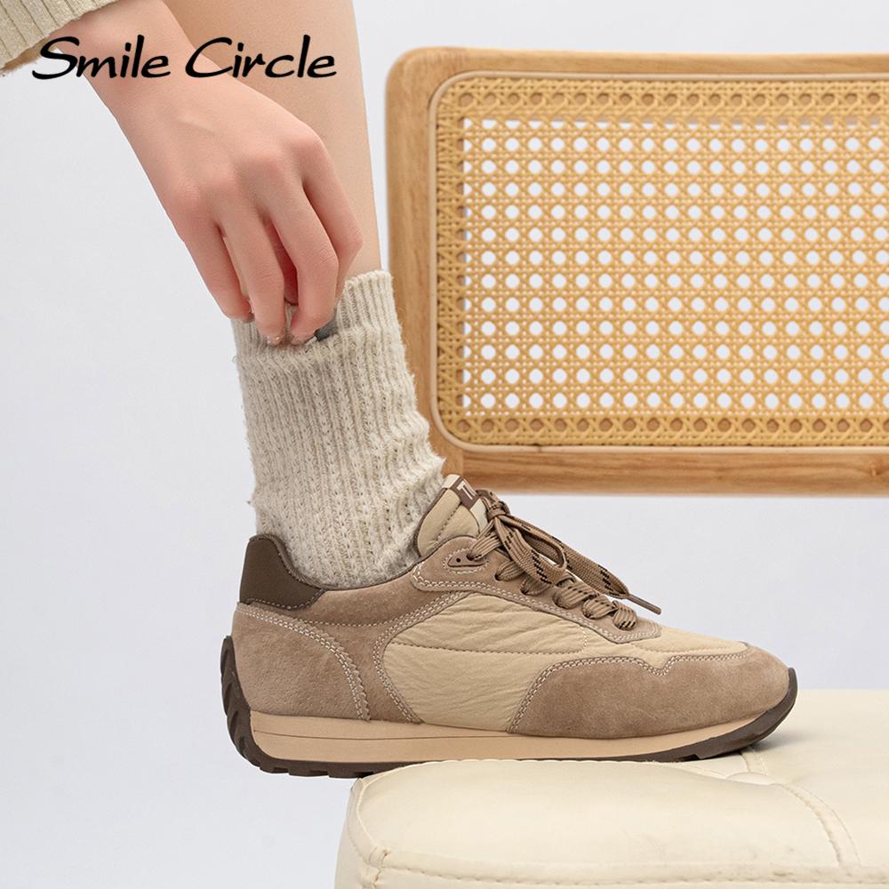 Natūralios odos moteriški sportbačiai apvalūs, suvarstomi sportbačiai Patogūs madingi laisvalaikio batai