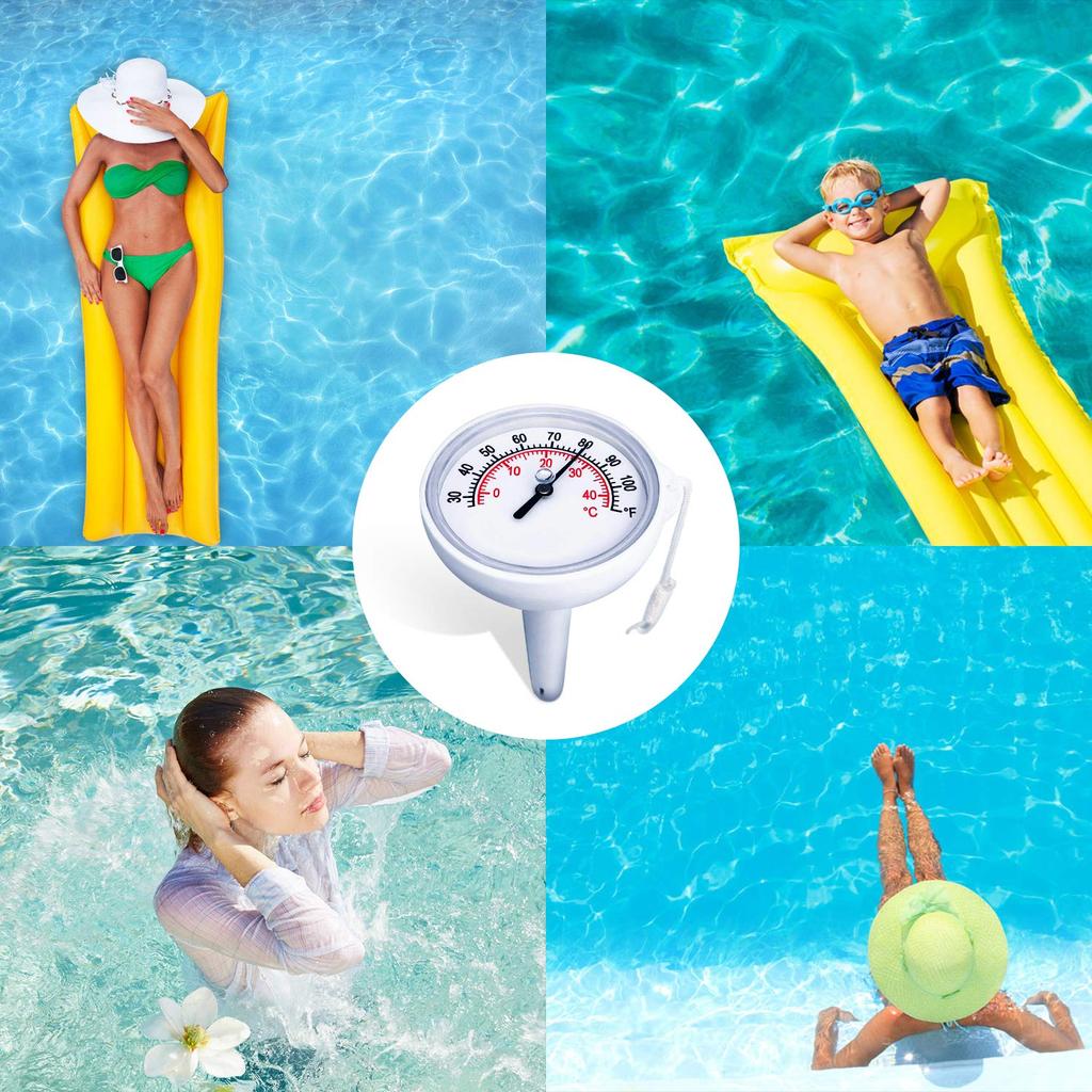 Floating Pool Mechanical Thermometer with String Water Temperature Thermometer with Accurate Temperature Readings Perfect for Outdoor and Indoor