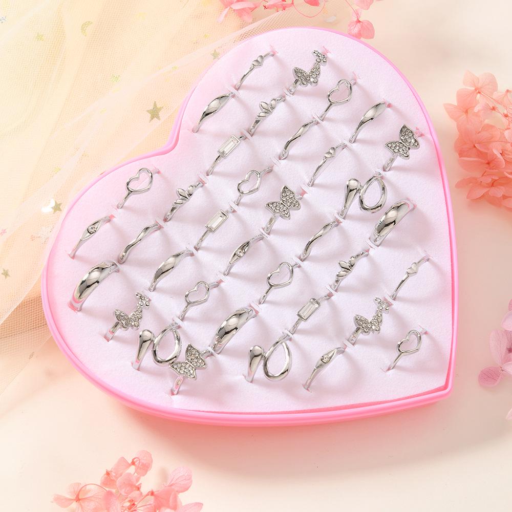 

Zinc Alloy Ring Gift Box Set - Stylish and Elegant Jewelry Collection 1.5-1.7CM серебряный