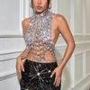 Chic Gemstones Adorned Backless Pieces With Metal Chain Unique Body Chain For A Sophisticated And Daring Appearance