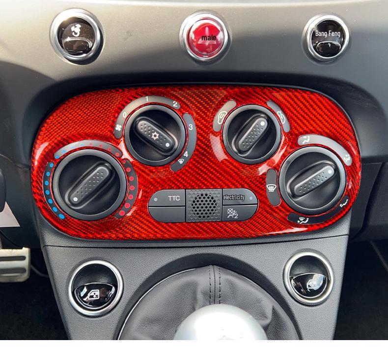 Carbon Fiber AC Switch Frame Sticker for Fiat 500 Interior