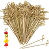 200 Stück 12 cm (4,7'') Natürlicher Bambus geknotete Spieße, Cocktailspieße, Essenspicks, Obstgabel, Partygeschirr-Zubehör