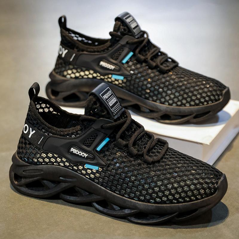 Summer men's shoes new breathable hollow mesh shoes men's sports shoes trendy versatile thick-soled casual coconut shoes men