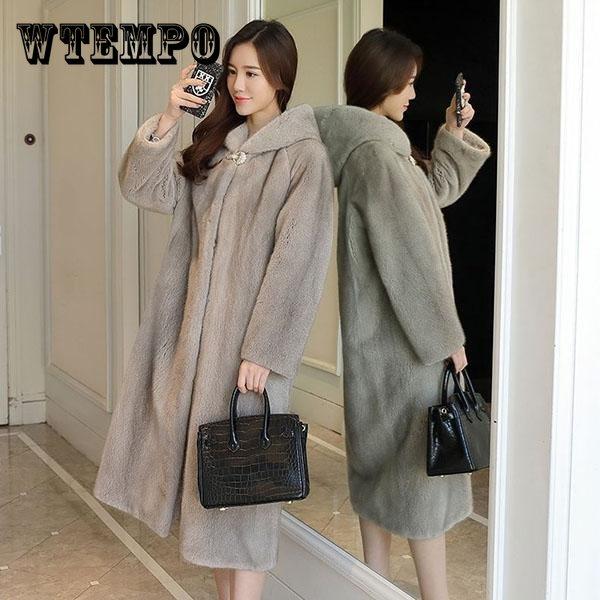 Winter Oversized Long Hooded Fur Coat Women Trendy Female Warm Overcoat Vintage Casual Loose Faux Fur Coats Plush Coats