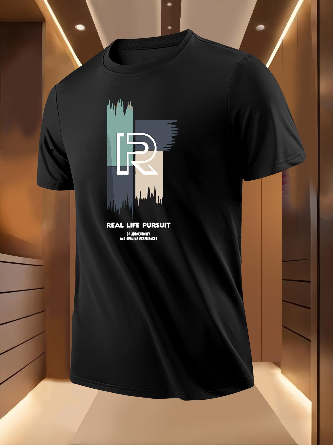 Summer Tshirt with Bold REAL LIFE PURSUIT Print - Breat... M