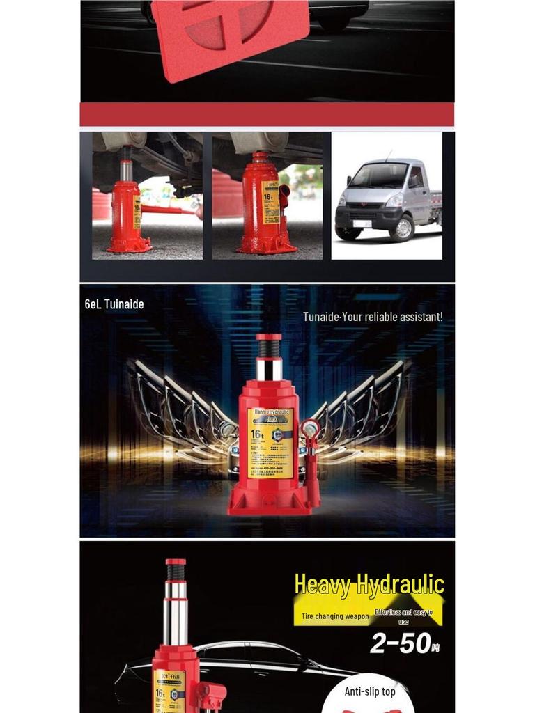 Han Niu 2-Ton Vertical Hydraulic Jack for Small Cars & 5-Ton Pneumatic Jack for Trucks