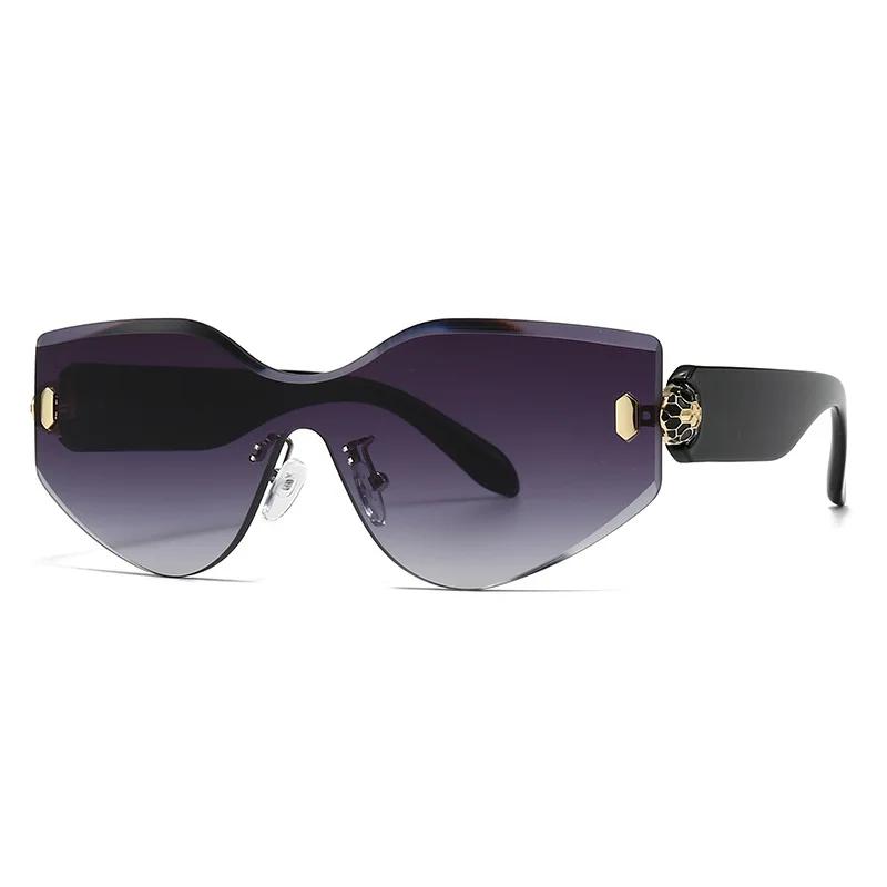 Vintage  Rimless Oversized Sunglasses Women For Men Luxury Brand Design Sun Glasses Punk Popular Rivet Irregular Shades Uv400