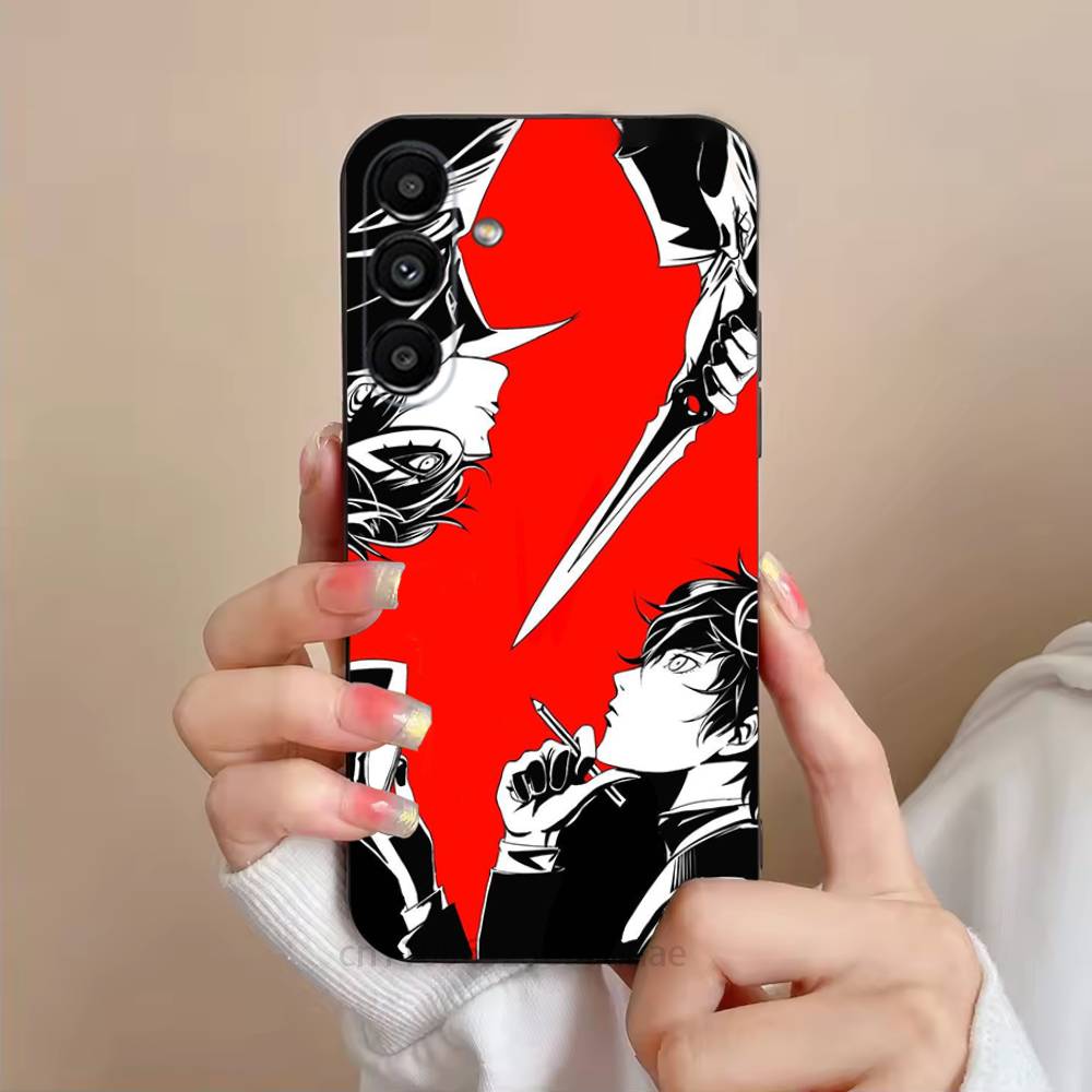 Spiel P-Persona 5 Handyhülle Für Samsung S25,24,23,22,21,S20,Ultra,Plus,FE Schwarze Weiche Hülle