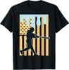 Baseball Drip Boys Dripping Ice Cream Baseball American Flag T-Shirt