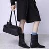 Cowhide version~ retro niche square head inner height-increasing sleeve short boots women's autumn and winter mid-tube boots Chelsea Martin boots