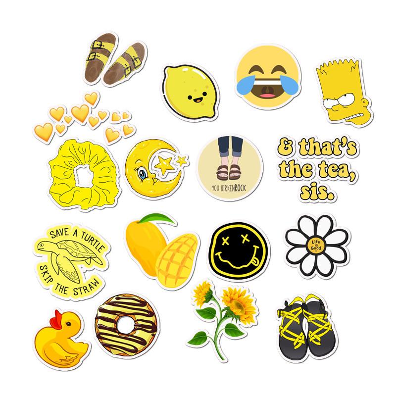 50pcs Cute Waterproof Yellow Orange Stickers For Water Bottle Trunk Journaling
