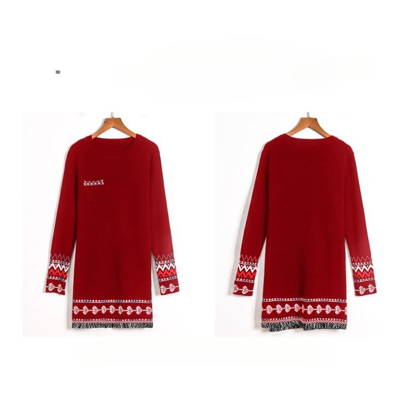 Frühlings- und Herbst-Damenoberbekleidung Nadelstrick-Pulloverkleid Figurbetontes Temperament Innenfutter Midilanger Rock
