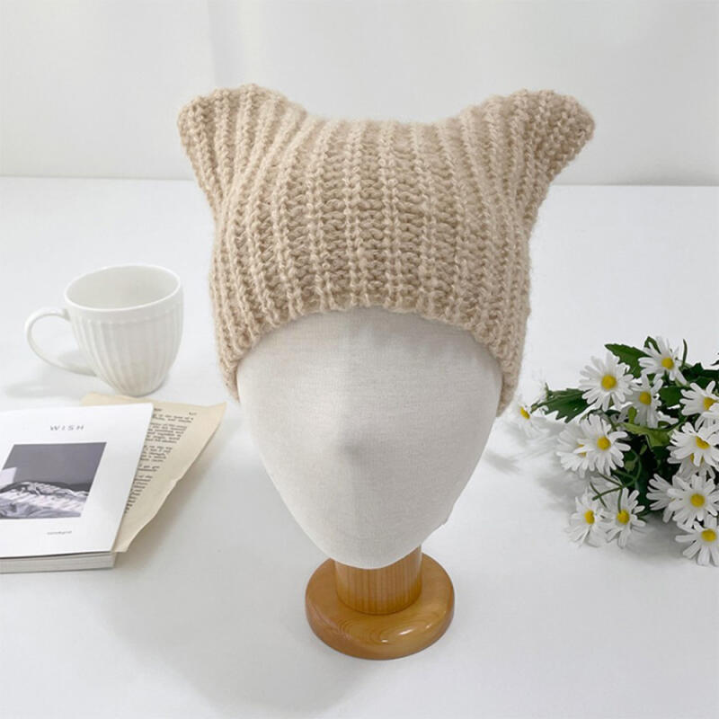 Женская школьная шапка-бини Triuli в форме уха, зимняя, из альпаки black