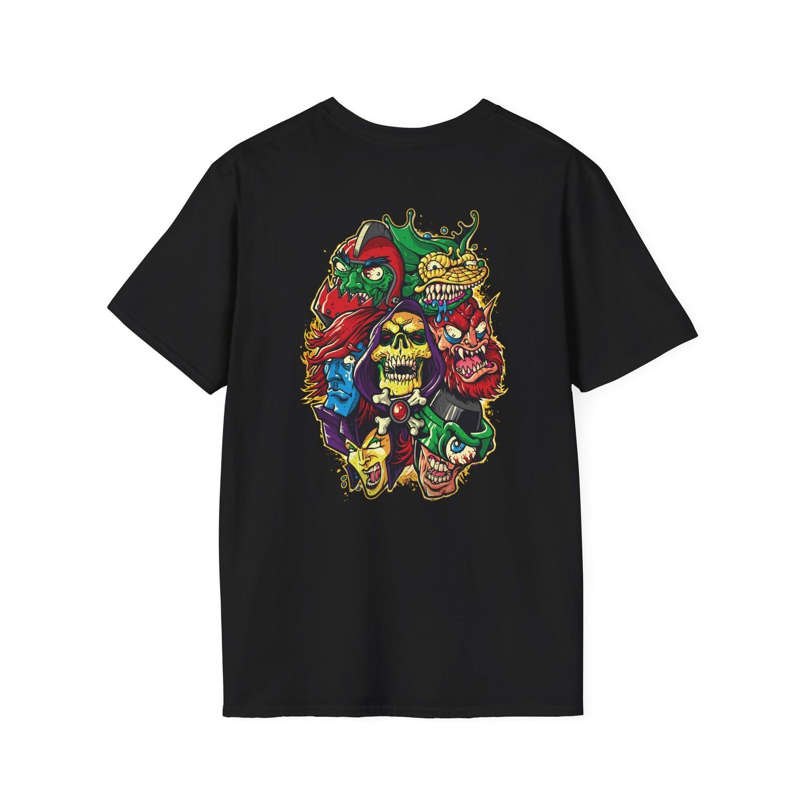 Unisex Graphic T-Shirt with Retro Monster Design, Halloween Apparel, [...] S разноцветный