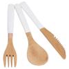 3Pcs Japanese Wooden Cutlery Set Safe BPA Free Wooden Cutlery Spoons Forks Knives for Kitchen