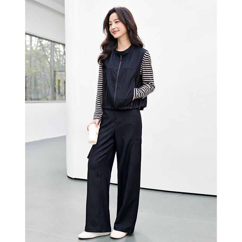 Fashion suit vest slimming three piece set slimming temperament old money style set