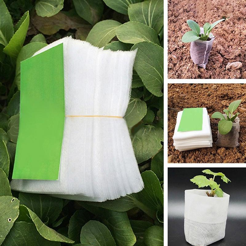 100Pcs Biodegradable Nursery Bag Garden Planting Bag Non-Woven Fabric Plant Grow Bag Seeds Flowerpot Garden Accessories
