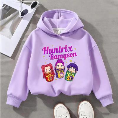 Dětská mikina s kapucí Huntrix Ramyeon, roztomilá kreslená postavička, pulovr pro kluky, holky, batolata, mládež