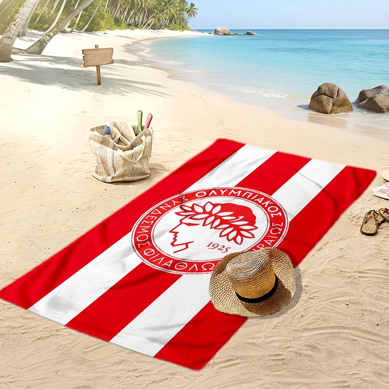 Olympiacos FC Bedrucktes Strandtuch Schnelltrocknend Weiches Handtuch Tragbare Große Rechteckige Stranddecke für Reisen Schwimmbad