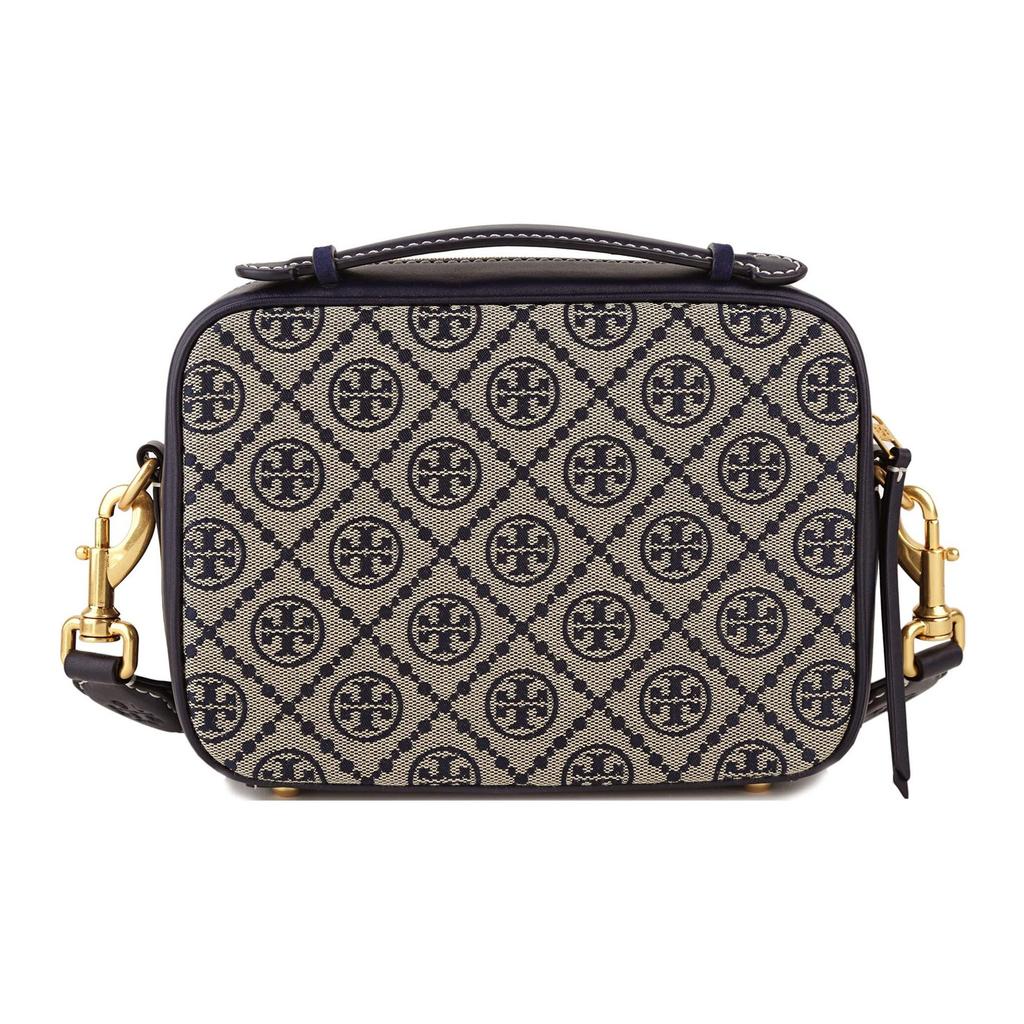 Tory Burch T Monogram Canvas Adjustable Detachable Shoulder Strap Camera Bag Women Shoulder Bag Dark-Blue-Denim 79356-405