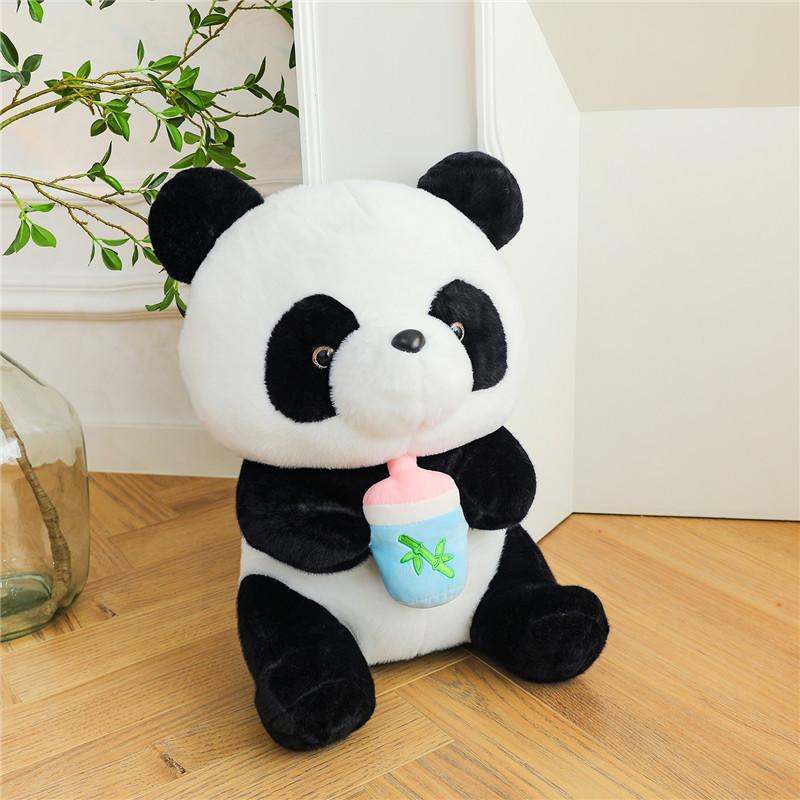 Plush Toy Giant Panda Holding Bottle Panda Doll Doll Children'S Birthday Temple Fair Gift