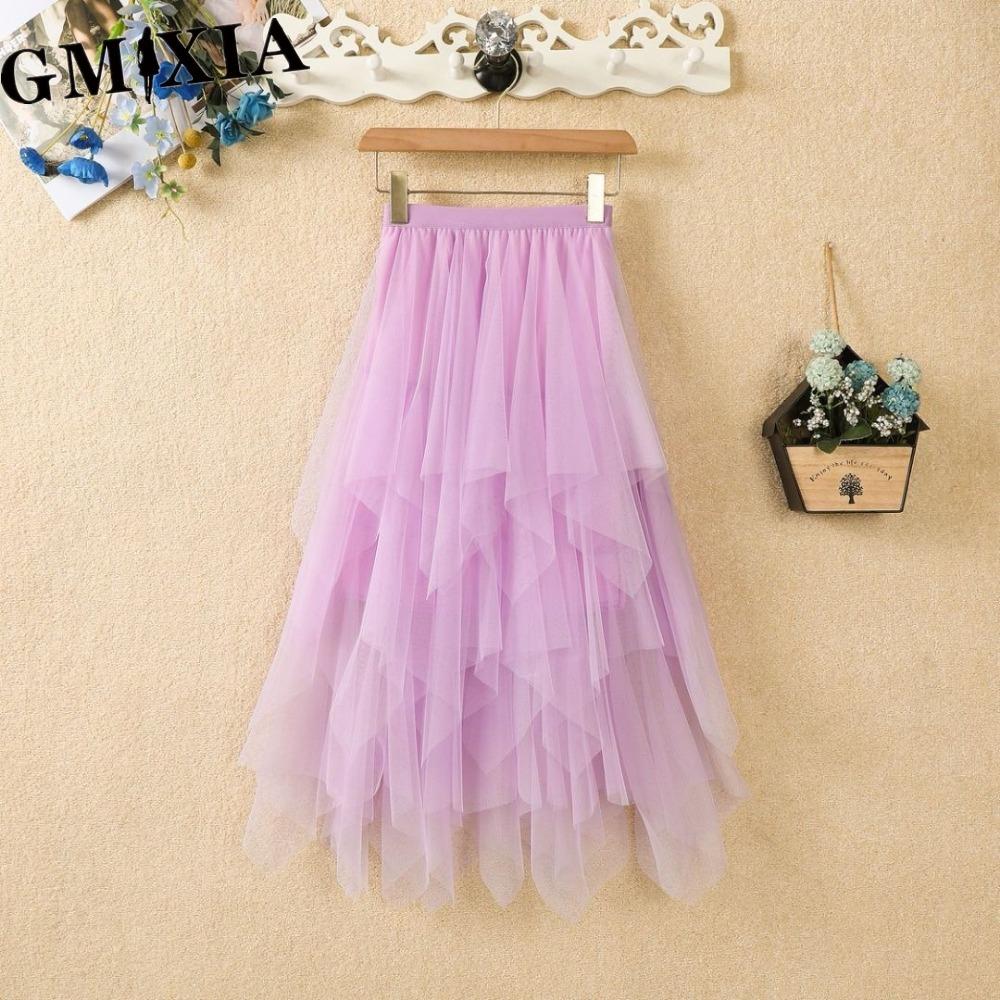 GMXIA Women's Fashion Casual Solid Color Print Summer Spring Skirts