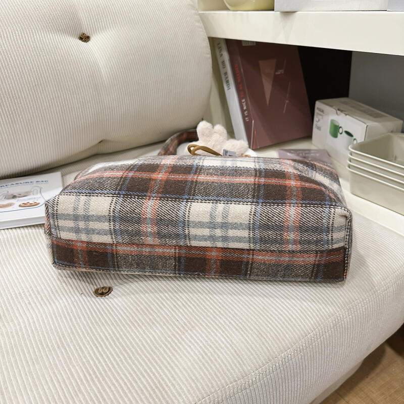 Große Kapazität Unordentlichkeitstasche Wollkaromuster Schulter Tragetasche