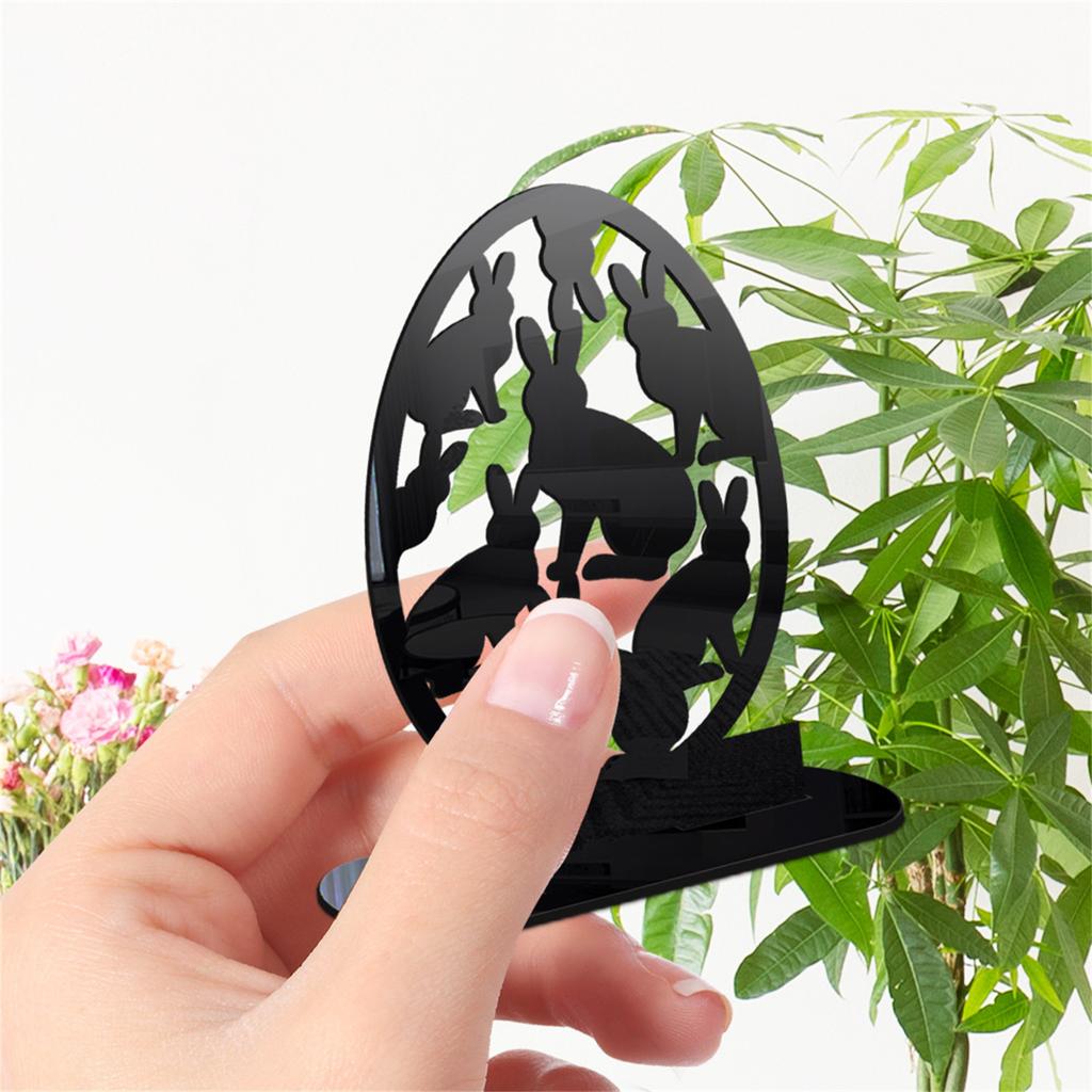 Easter Bunny Decorations Spring Home Decor Hollow Out Acrylic Standing Rabbit Egg Figurine Statue Ornaments Party Gifts