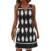 Women Summer Dresses V-Neck Print Sleeveless Sundress Casual Dress