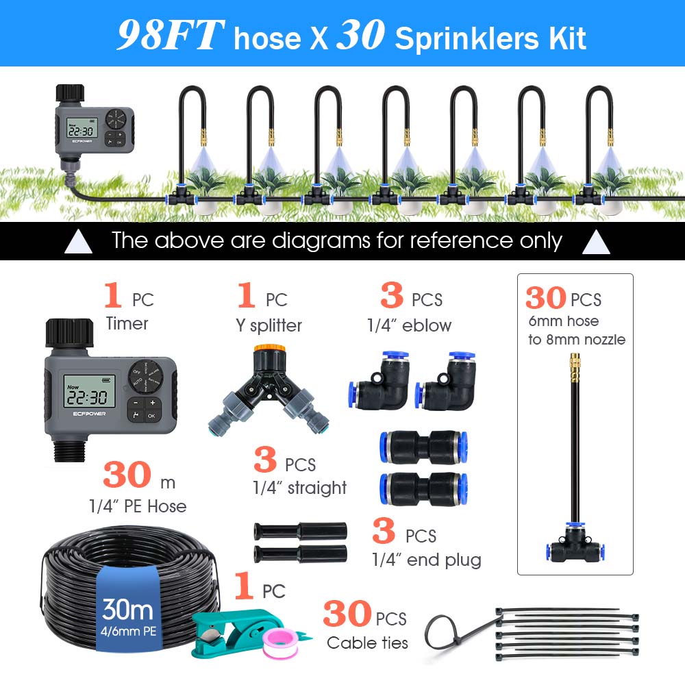 30-5m Small Medium Size Gardening Smart LCD Watering Timer Atomization Spray Kit Mist Cooling System Flexible Adjustable Nozzle