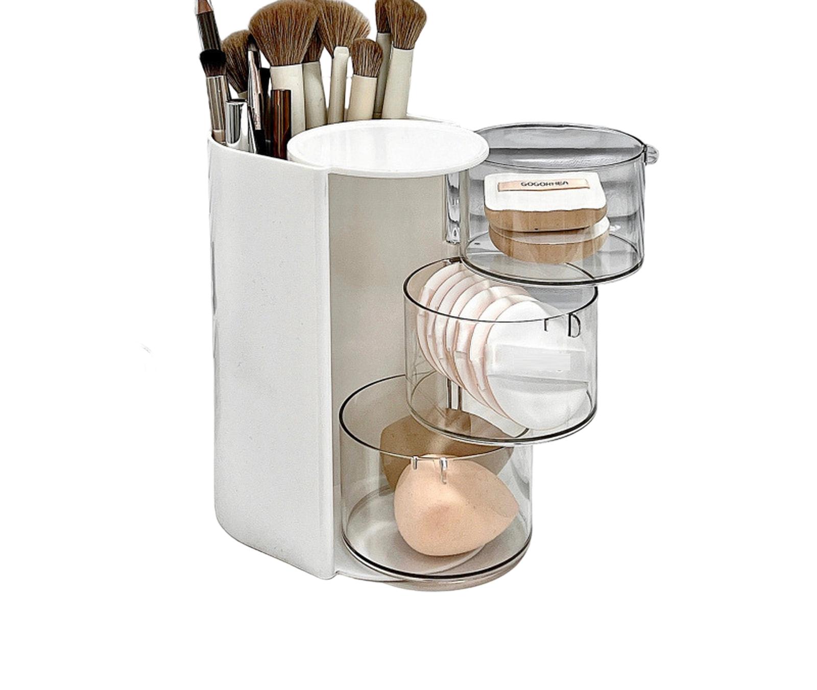

Rotating Makeup Organizer Cosmetic Holder for Sponges Brushes Lipsticks one size білий