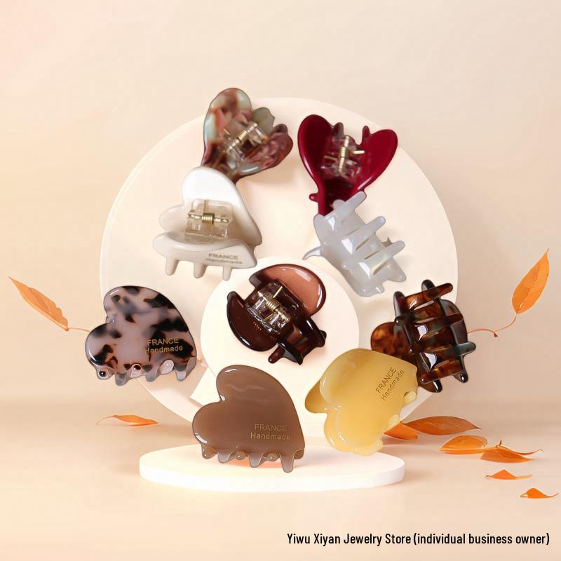 Korean Heart Acetate Claw Hair Clip, Large Size for Simple Bangs, Headwear Jewelry.